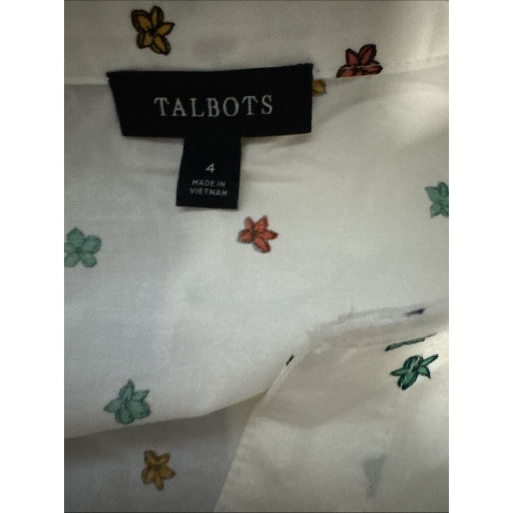 Talbots Poplin Floral Border Print Cotton Midi Dress Button Front SZ 4 NWOT - Picture 7 of 9